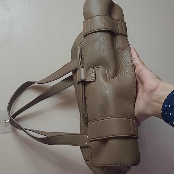 MK Michael Kors Austin Taupe Large Leather Beige Purse Satchel Women Bag RARE - Picture 4 of 9